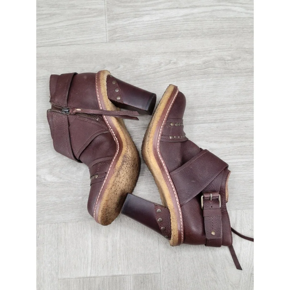 Schuler & Sons Philadelphia Leather Ankle Boots Women's Size 8B Brown Zip Up